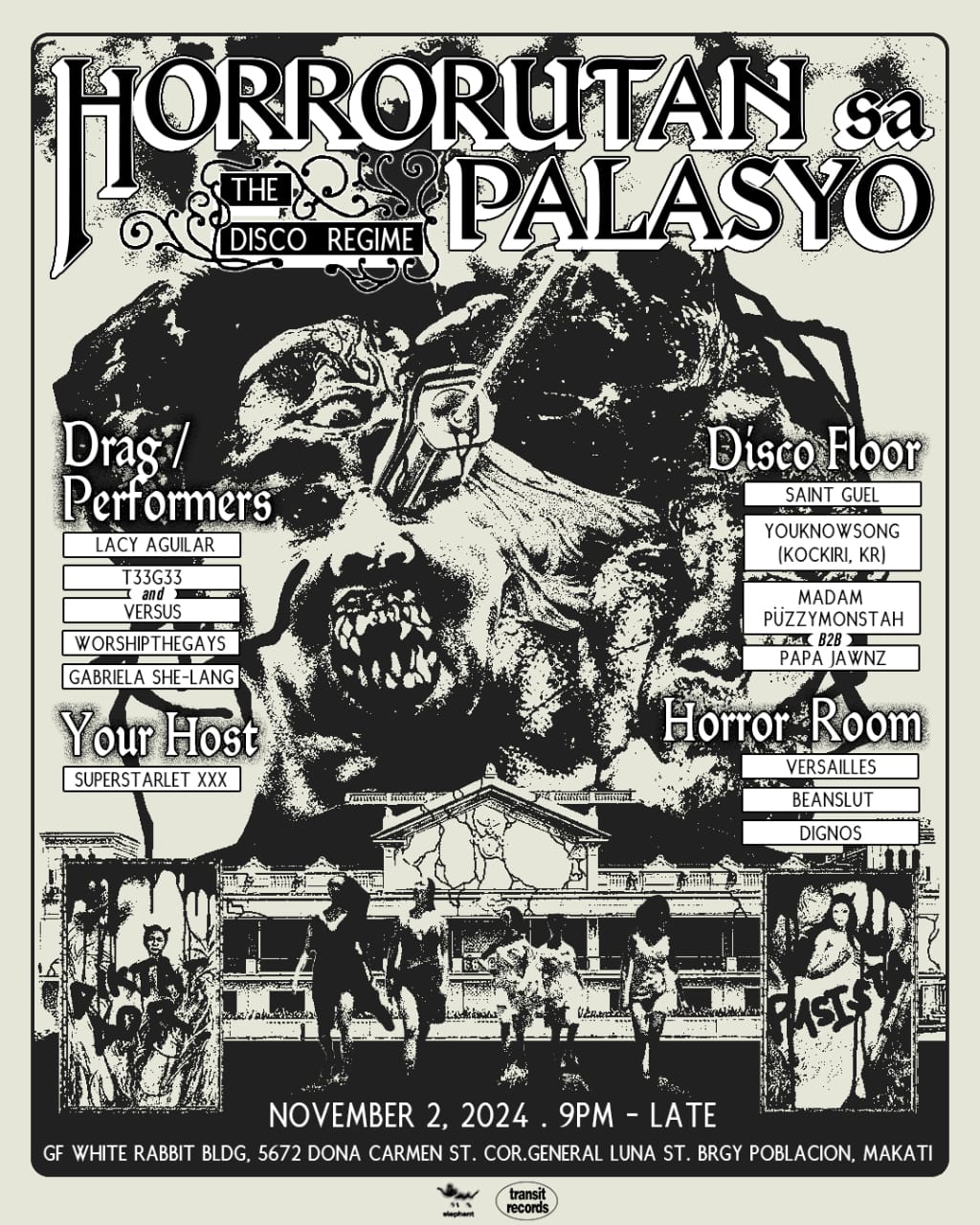 Poster for Horrorutan Sa Palasyo with Transit Records X Elephant Party
